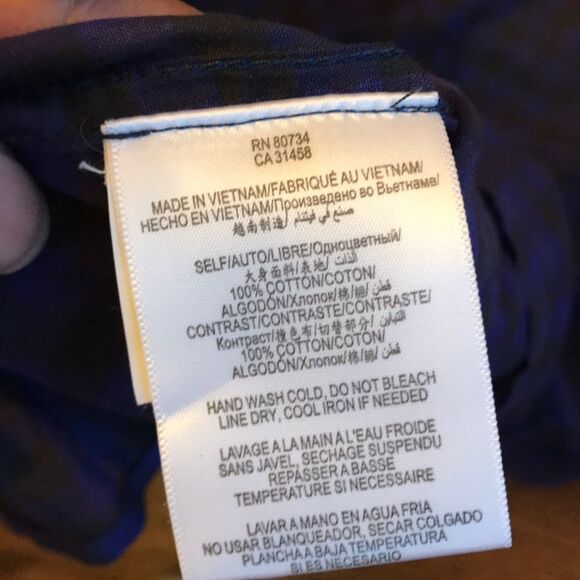 BCBGeneration Plaid Button blouse Blue/Black SZ S - Picture 6 of 6